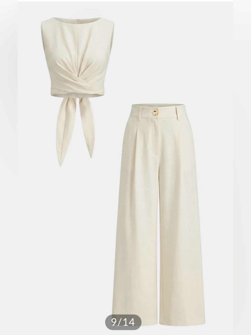 Commense Cross- Tie Crop Top & Wide Leg Pants Set